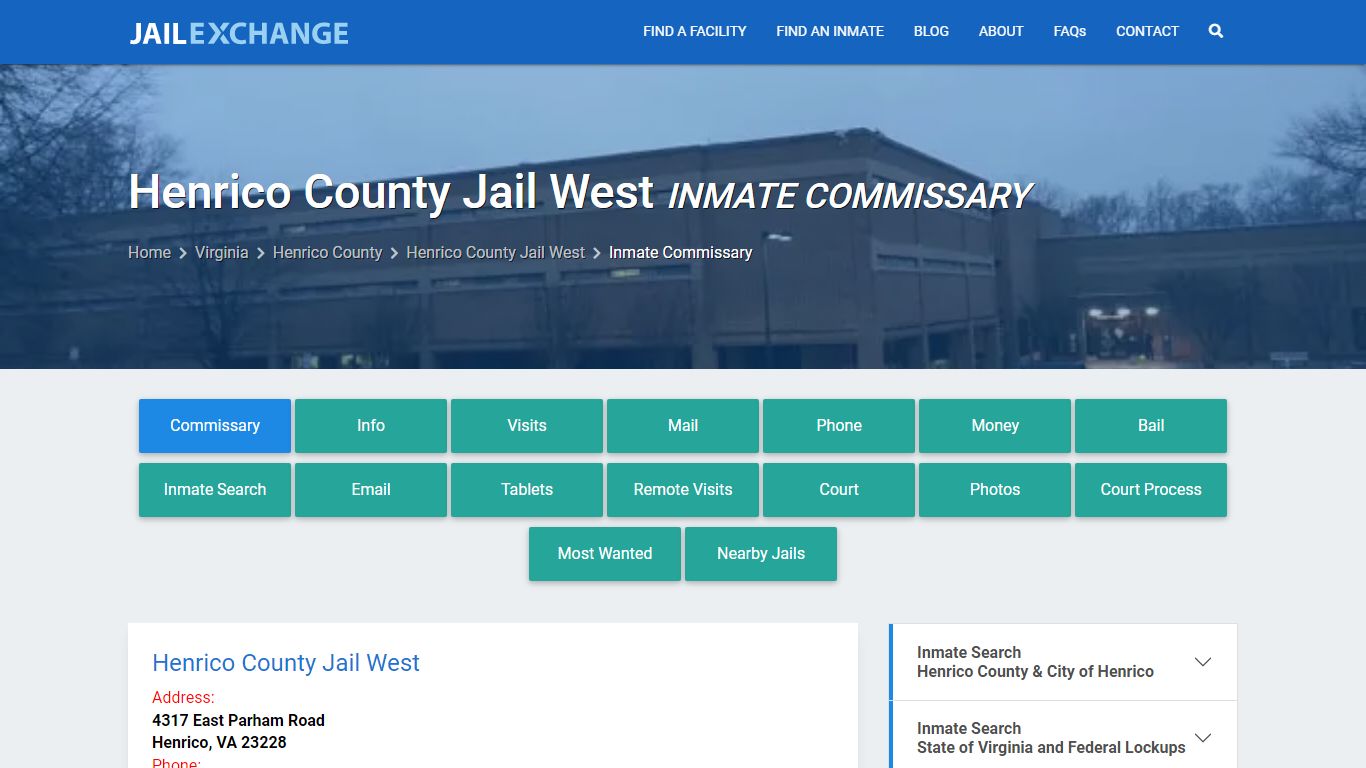 Inmate Commissary, Care Packs - Henrico County Jail West, VA