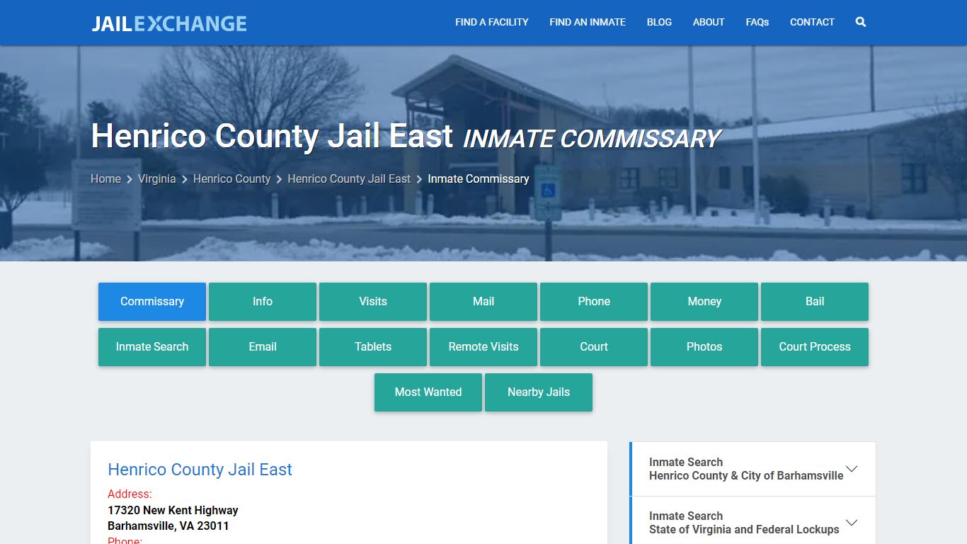 Inmate Commissary, Care Packs - Henrico County Jail East, VA